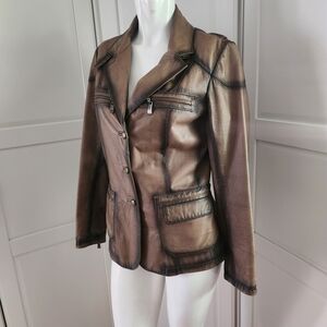 Danier Distressed Brown Leather Jacket